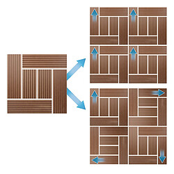 ECD Germany WPC Carreaux de Terrasse 30x30 cm - 22 Pièces par 2m² - avec Aspect Mosaïque - Marron Clair - Dalles avec Système de Drainage - pour Patio Jardin Piscine - Carreaux de Sol Extérieur pas cher