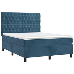 Avis Maison Chic Lit Adulte - Lit simple Lit à sommier tapissier et matelas moelleux - Meuble de Chambre - Bleu foncé 140x190cm Velours -MN44069