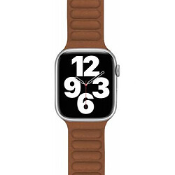 Bracelet Cuir compatible avec Apple Watch 42-44-45-49mm Marron/Orange Bigben