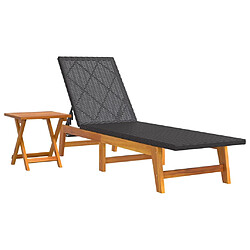 vidaXL Chaise longue avec table Résine tressée et bois massif d'acacia