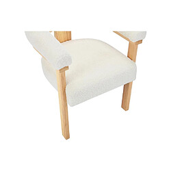 Chaise avec accoudoirs en tissu bouclette et bois d'hévéa - Blanc et naturel - LIVELIA de Pascal MORABITO pas cher