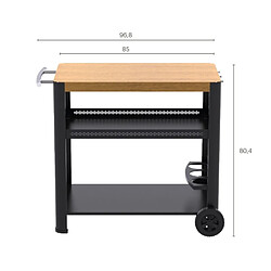 Avis Chariot pour plancha Design Bois - BRASERO - desserte jardin extérieur - Equipements rangements - Plateau 85x50 cm - Noir