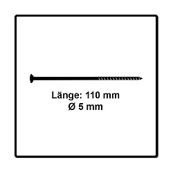 Fischer Power-Fast II FPF II Vis à bois aggloméré 5,0x110 mm, 200 pcs., tête fraisée, empreinte Torx, filetage partiel, zingué et passivé bleu ( 670367 )