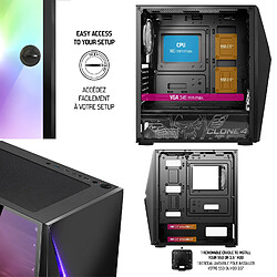 Acheter Spirit Of Gamers Boitier PC gamer CLONE 4 A-RGB EDITION 60 modes , compatible carte mère ATX, mATX, ITX, jusqu'à 4 baies