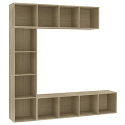 vidaXL Jeu de bibliothèque/meuble TV 3 pcs Chêne sonoma 180x30x180 cm