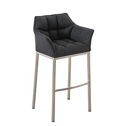 Decoshop26 Tabouret de bar chaise haute de comptoir couture carrées assise en tissu gris foncé 4 pieds stables en acier inoxydable 10_0004723