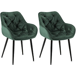 Decoshop26 Lot de 2 chaises de salle à manger coutures décoratives en velours vert et pieds en métal noir 10_0001666