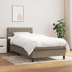 Maison Chic Structures de lit + matelas,Lit à sommier tapissier avec matelas Taupe 90x190 cm Tissu -MN28873