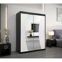 Abiks Meble Armoire Wave à portes coulissantes 200/150/62 2 portes (noir/blanc)