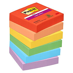 Notes couleurs Playful Super Sticky Post-it 47,6 x 47,6 mm - bloc de 90 feuilles - Lot de 12