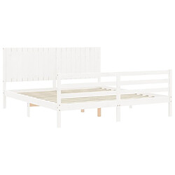 Maison Chic Cadre/structure de lit avec tête de lit pour adulte - Lit Moderne Chambre blanc Super King bois massif -MN84127 pas cher