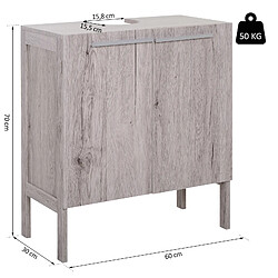 Avis Homcom Meuble salle de bain - meuble sous-vasque - placard 2 portes avec étagère - dim. 60L x 30l x 70H cm - MDF imitation bois gris