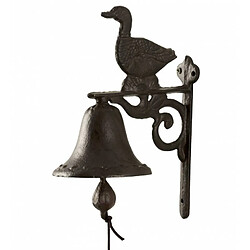 L'Héritier Du Temps Cloche Sonnette Carillon Clochette de Porte Murale sur Crédence Motif Canard en Fonte Patinée Marron 10,50x16x23cm