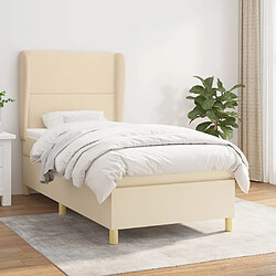 Maison Chic Structures de lit + matelas,Lit à sommier tapissier avec matelas Crème 90x200 cm Tissu -MN67681