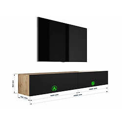 Avis 3XELIVING Meuble TV suspendu, D: l : 2 x 100 cm, H : 34 cm, P : 32 cm CHÊNE WOTAN/NOIR MAT