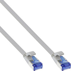 InLine - Patch-Kabel - RJ-45 (M) bis RJ-45 (M) - 7,5m - U/FTP, PiMF - CAT 6a - halogenfrei, geformt, ohne Haken, verseilt, flach - Grau (75707)