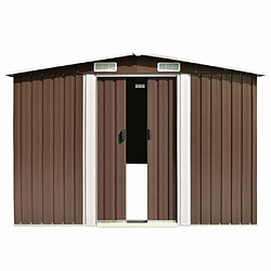 Helloshop26 Abri de jardin cabane cabanon maison de stockage remise extérieur hangar outils robuste 257 x 489 x 181 cm métal marron 02_0022172