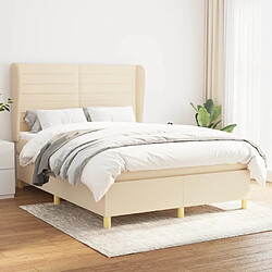 Maison Chic Lit Adulte - Lit simple Lit à sommier tapissier avec matelas moelleux - Meuble de Chambre - Crème 140x200 cm Tissu -MN55113