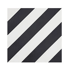 Pegane Boite de 24 Carreaux de ciment véritable 0,96m2 / Carreaux de ciment artisanaux coloris noir/blanc pour sol et mur - l.20 x L.20 cm