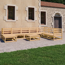 vidaXL Salon de jardin 9 pcs bois de pin massif