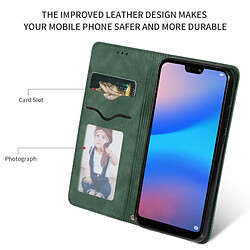 Wewoo Housse Coque en cuir à rabat horizontal magnétique Business Skin Feel rétro pour Huawei P20 Lite vert armée