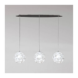 Luminaire Center Suspension Organica 3 Ampoules E27 Line, blanc brillant/chrome poli