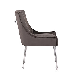 Acheter Vivenla Lot de 2 Chaises de salle à manger design revêtement en velours gris foncé avec poignet à l'arrière et piètement en acier argenté collection JERSEY