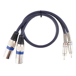 câble de raccordement double XLR mâle à double RCA mâle, cordon audio 2-XLR à 2 RCA 50cm