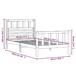 vidaXL Cadre de lit sans matelas bois massif 90x200 cm pas cher