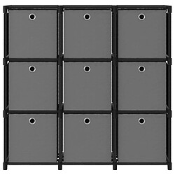 vidaXL Étagère à 9 cubes avec boîtes Noir 103x30x107,5 cm Tissu