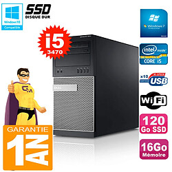 PC Tour DELL 7010 Core I5-3470 RAM 16Go Disque 120 Go SSD Wifi W7 - Occasion