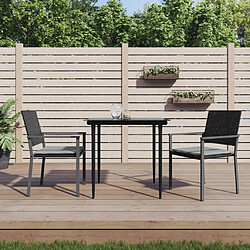 vidaXL Chaises de jardin et coussins lot de 2 noir 54x62,5x89 cm rotin