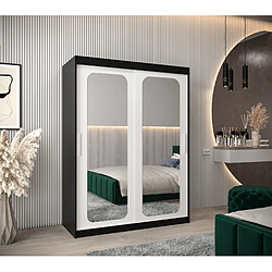 Abiks Meble Armoire PROMO T3 À Portes Coulissantes 200/150/62 2 Portes (Noir/Blanc)