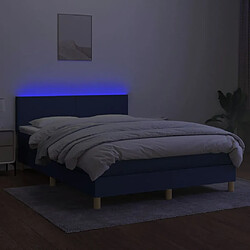 Acheter Maison Chic Lit adulte- Lit + matelas,Sommier à lattes de lit avec matelas LED Bleu 140x200 cm Tissu -GKD26734