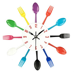 Wewoo Horloge murale Couverts En Métal Cuisine Cuillère Fourchette Creative Quartz Horloges Montées Au Design Moderne Décoratif Couleur