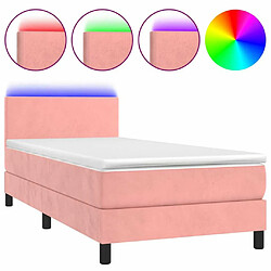 Maison Chic Lit adulte- Lit + matelas,Sommier à lattes de lit avec matelas LED Rose 80x200 cm Velours -GKD14720