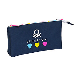 Trousse Fourre-Tout Triple Benetton Love Blue marine (22 x 12 x 3 cm)