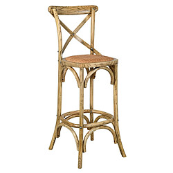 Aubry Gaspard Tabouret de bar bois et rotin Bistrot chic orme naturel.