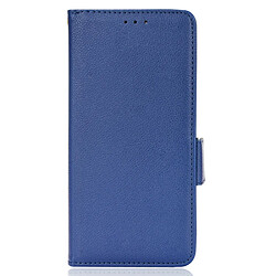 Etui en PU texture litchi, fermoir magnétique double, anti-chocs avec support, bleu foncé pour votre Ulefone Note 12P