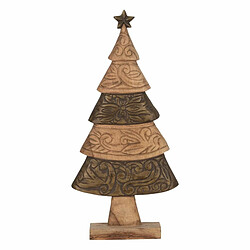 BigBuy Christmas Décorations de Noël Marron Bois de manguier Sapin de Noël 32 x 9 x 65,5 cm