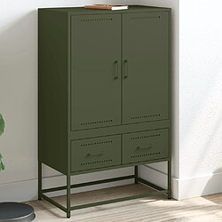 vidaXL Buffet haut vert olive 68x39 x111,5 cm acier