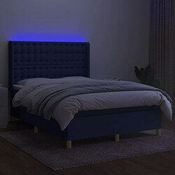 Avis Maison Chic Lit adulte- Lit + matelas + LED,Sommier à lattes de lit matelas et LED Bleu 140x200 cm Tissu -GKD44624