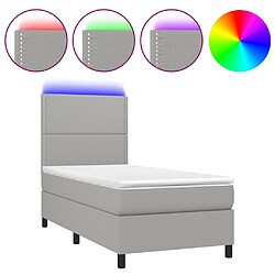 vidaXL Sommier à lattes de lit avec matelas et LED Gris clair 90x190cm