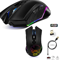 Spirit Of Gamers Souris sans fil pour gamer ELITE-EM20 - droitier - capteur optique 4800dpi - 6 boutons programmables - rétro-éclairage RGB