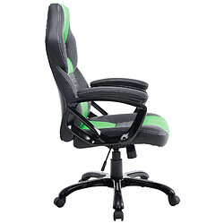 Avis Decoshop26 Fauteuil de bureau gaming sur roulettes mécanisme d'inclinaison en PVC noir / vert et plastique 10_0002598