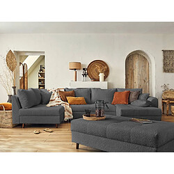 Lisa Design Rune - canapé panoramique d'angle gauche - 7 places - avec pouf d'appoint - en tissu bouclette Rune - canapé panoramique d'angle gauche - 7 places - avec pouf d'appoint - en tissu bouclette - Gris