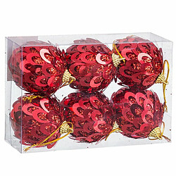 BigBuy Christmas Boules de Noël Rouge Plastique Polyfoam 6 x 6 x 6 cm (6 Unités)