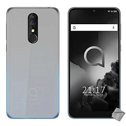 Htdmobiles Coque silicone gel fine pour Alcatel 3 (2019) + film ecran - BLANC TRANSPARENT