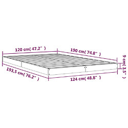 vidaXL Cadre de lit sans matelas marron miel 120x190 cm pas cher