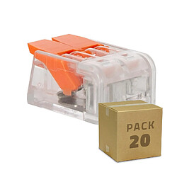 Ledkia Pack 20 Connecteurs Rapides 2 Entrées pour Câble Électrique 0.08-4mm² Orange